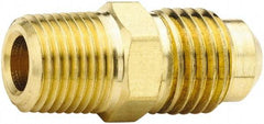 Parker - 3/8" Tube OD, 45° Lead Free Brass Flared Tube Male Connector - 3/8 NPTF, Flare x MNPTF Ends - Industrial Tool & Supply