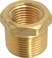 Parker - 3/4 Male Thread x 1/2 Female Thread, Brass Industrial Pipe Hex Bushing - MNPTF x FNPTF, 1,000 psi - Industrial Tool & Supply