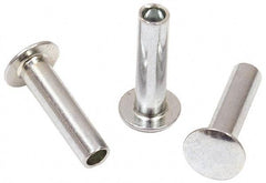 RivetKing - 0.134 to 0.141" Hole Diam, Round Head, Zinc Plated Steel, Semi Tubular Rivet - 3/8 Head Diam, 1" Length Under Head, 3/16 Body Diam - Industrial Tool & Supply