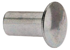 RivetKing - 0.084 to 0.09" Hole Diam, Round Head, Zinc Plated Steel, Semi Tubular Rivet - 7/32 Head Diam, 1/4" Length Under Head, 1/8 Body Diam - Industrial Tool & Supply