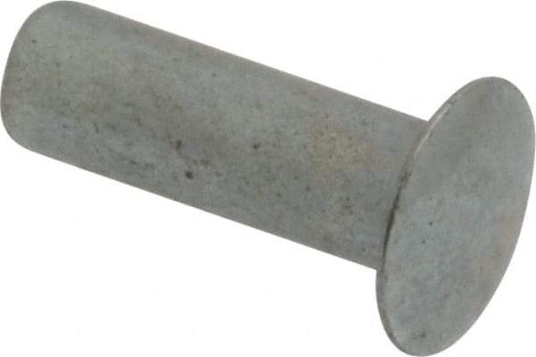 RivetKing - 0.084 to 0.09" Hole Diam, Round Head, Zinc Plated Steel, Semi Tubular Rivet - 7/32 Head Diam, 3/8" Length Under Head, 1/8 Body Diam - Industrial Tool & Supply