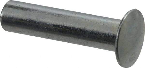 RivetKing - 0.084 to 0.09" Hole Diam, Round Head, Zinc Plated Steel, Semi Tubular Rivet - 7/32 Head Diam, 1/2" Length Under Head, 1/8 Body Diam - Industrial Tool & Supply
