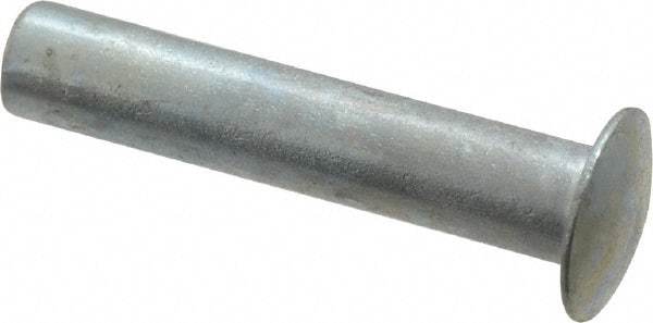 RivetKing - 0.084 to 0.09" Hole Diam, Round Head, Zinc Plated Steel, Semi Tubular Rivet - 7/32 Head Diam, 5/8" Length Under Head, 1/8 Body Diam - Industrial Tool & Supply