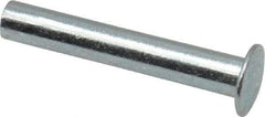 RivetKing - 0.084 to 0.09" Hole Diam, Round Head, Zinc Plated Steel, Semi Tubular Rivet - 7/32 Head Diam, 3/4" Length Under Head, 1/8 Body Diam - Industrial Tool & Supply