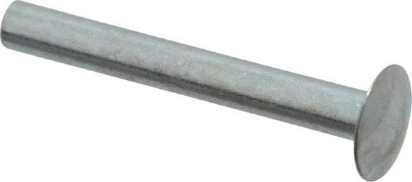 RivetKing - 0.084 to 0.09" Hole Diam, Round Head, Zinc Plated Steel, Semi Tubular Rivet - 7/32 Head Diam, 1" Length Under Head, 1/8 Body Diam - Industrial Tool & Supply