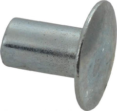 RivetKing - 0.1 to 0.17" Hole Diam, Round Head, Zinc Plated Steel, Semi Tubular Rivet - 5/16 Head Diam, 1/4" Length Under Head, 9/64 Body Diam - Industrial Tool & Supply