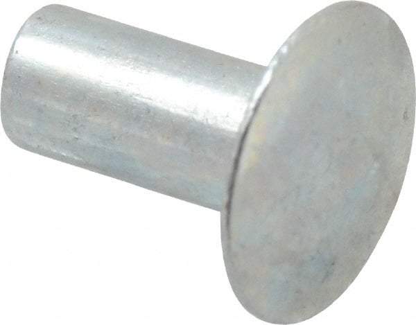 RivetKing - 0.1 to 0.17" Hole Diam, Round Head, Zinc Plated Steel, Semi Tubular Rivet - 5/16 Head Diam, 5/16" Length Under Head, 9/64 Body Diam - Industrial Tool & Supply