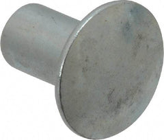RivetKing - 0.134 to 0.141" Hole Diam, Round Head, Zinc Plated Steel, Semi Tubular Rivet - 3/8 Head Diam, 5/16" Length Under Head, 3/16 Body Diam - Industrial Tool & Supply