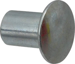 RivetKing - 0.176 to 0.184" Hole Diam, Round Head, Zinc Plated Steel, Semi Tubular Rivet - 7/16 Head Diam, 3/8" Length Under Head, 1/4 Body Diam - Industrial Tool & Supply