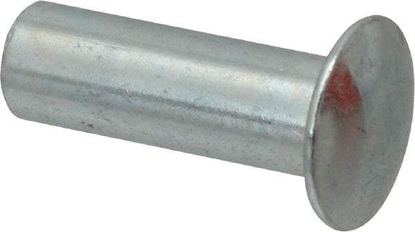 RivetKing - 0.176 to 0.184" Hole Diam, Round Head, Zinc Plated Steel, Semi Tubular Rivet - 7/16 Head Diam, 3/4" Length Under Head, 1/4 Body Diam - Industrial Tool & Supply