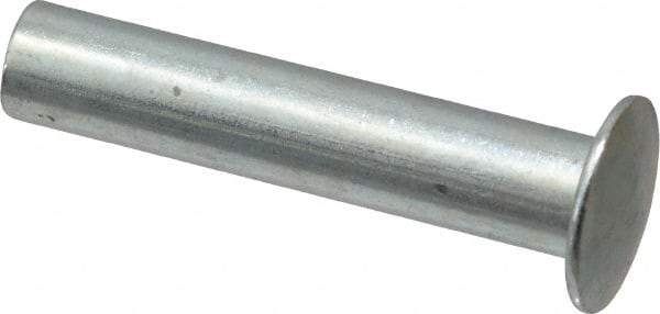 RivetKing - 0.176 to 0.184" Hole Diam, Round Head, Zinc Plated Steel, Semi Tubular Rivet - 7/16 Head Diam, 1-1/4" Length Under Head, 1/4 Body Diam - Industrial Tool & Supply