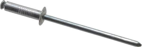RivetKing - Dome Head Aluminum Peel Blind Rivet - Steel Mandrel, 1/8" to 0.275" Grip, 0.255" Head Diam, 0.129" Max Hole Diam, 0.472 to 0.511" Length Under Head, 1/8" Body Diam - Industrial Tool & Supply