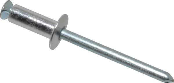 RivetKing - Dome Head Aluminum Peel Blind Rivet - Steel Mandrel, 0.188" to 0.354" Grip, 3/8" Head Diam, 0.196" Max Hole Diam, 0.551 to 0.590" Length Under Head, 3/16" Body Diam - Industrial Tool & Supply