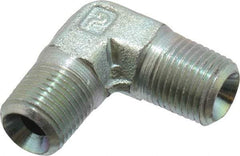 Parker - 1/8 Male Thread, Zinc Plated Steel Industrial Pipe 90° Male Elbow - MNPTF, 6,000 psi - Industrial Tool & Supply