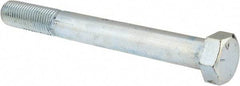 Made in North America - 1-1/4 - 7 UNC, 11" Length Under Head Hex Head Cap Screw - Partially Threaded, Grade 5 Steel, Zinc-Plated Finish, 1-7/8" Hex - Industrial Tool & Supply
