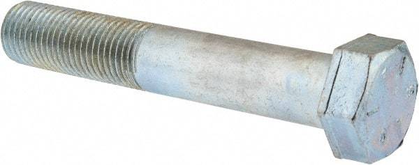 Value Collection - 1-1/2 - 6 UNC, 9" Length Under Head Hex Head Cap Screw - Partially Threaded, Grade 5 Steel, Zinc-Plated Finish, 2-1/4" Hex - Industrial Tool & Supply