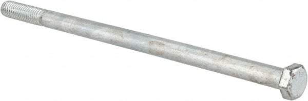 Made in USA - 3/8-16 UNC, 7-1/2" Length Under Head Hex Head Cap Screw - Partially Threaded, Grade 5 Steel, Zinc-Plated Finish, 9/16" Hex - Industrial Tool & Supply