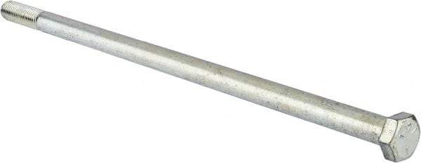 Value Collection - 1/2-13 UNC, 12" Length Under Head Hex Head Cap Screw - Partially Threaded, Grade 5 Steel, Zinc-Plated Finish, 3/4" Hex - Industrial Tool & Supply