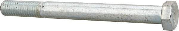 Made in USA - 9/16-12 UNC, 5-1/2" Length Under Head Hex Head Cap Screw - Partially Threaded, Grade 5 Steel, Zinc-Plated Finish, 13/16" Hex - Industrial Tool & Supply