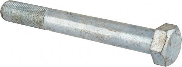 Made in USA - 9/16-18 UNF, 4-1/2" Length Under Head Hex Head Cap Screw - Partially Threaded, Grade 5 Steel, Zinc-Plated Finish, 13/16" Hex - Industrial Tool & Supply