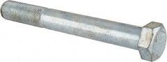 Made in USA - 9/16-18 UNF, 4-1/2" Length Under Head Hex Head Cap Screw - Partially Threaded, Grade 5 Steel, Zinc-Plated Finish, 13/16" Hex - Industrial Tool & Supply