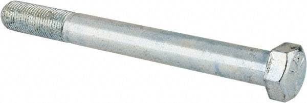 Made in USA - 9/16-18 UNF, 5-1/2" Length Under Head Hex Head Cap Screw - Partially Threaded, Grade 5 Steel, Zinc-Plated Finish, 13/16" Hex - Industrial Tool & Supply
