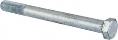 Value Collection - 9/16-18 UNF, 6" Length Under Head Hex Head Cap Screw - Partially Threaded, Grade 5 Steel, Zinc-Plated Finish, 13/16" Hex - Industrial Tool & Supply