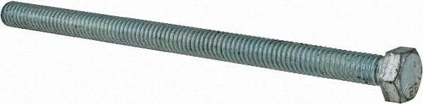 Made in North America - 5/16-18 UNC, 5" Length Under Head Hex Head Cap Screw - Fully Threaded, Grade 5 Steel, Zinc-Plated Finish, 1/2" Hex - Industrial Tool & Supply