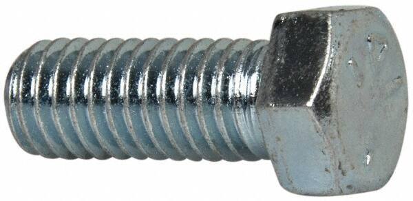 Value Collection - 7/16-14 UNC, 1-1/8" Length Under Head Hex Head Cap Screw - Fully Threaded, Grade 5 Steel, Zinc-Plated Finish, 5/8" Hex - Industrial Tool & Supply