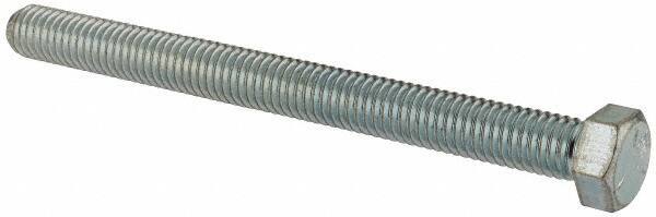 Made in North America - 7/16-14 UNC, 5" Length Under Head Hex Head Cap Screw - Fully Threaded, Grade 5 Steel, Zinc-Plated Finish, 5/8" Hex - Industrial Tool & Supply