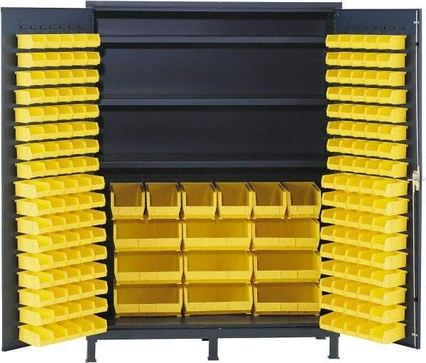 Valley Craft - 3 Shelf 185 Bin Storage Cabinet - Steel, 60" Wide x 24" Deep x 84" High, Gray - Industrial Tool & Supply