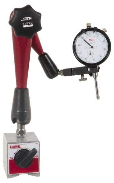 SPI - 0.001" Graduation, 0-100 Dial Reading, Dial Indicator & Base Kit - 2-1/4" Base Length x 2" Base Width x 2-1/8" Base Height, 2" Dial Diam - Industrial Tool & Supply