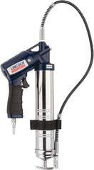 Lincoln - 6,000 Max psi, Flexible Air-Operated Grease Gun - 14-1 & 2 oz (Cartridge) & 16 oz (Bulk) Capacity, 1/8 Thread Outlet, Bulk & Cartridge Fill, Includes Advanced Vent Valve with Filler Nipple - Industrial Tool & Supply