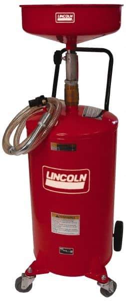 Lincoln - 18 Gal Pressurized Evacuation Drain Container with Casters - Red with 14" Bowl, 40" Long Hose - Industrial Tool & Supply