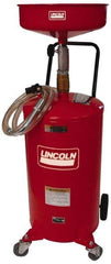 Lincoln - 18 Gal Pressurized Evacuation Drain Container with Casters - Red with 14" Bowl, 40" Long Hose - Industrial Tool & Supply