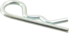 Made in USA - 3/8" Max Shaft Diam, 1-29/32" Long, 0.12" Wire Diam, Hair Pin Cotter - Grade 2 Spring Steel, Zinc-Plated Finish - Industrial Tool & Supply