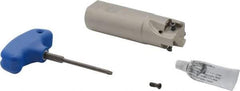 Iscar - 1-1/4" Cut Diam, 0.49" Max Depth of Cut, 1-1/4" Shank Diam, 4-1/4" OAL, Indexable Square Shoulder Helical End Mill - Weldon Shank, 90° Lead Angle, Through Coolant, Series Helitang - Industrial Tool & Supply
