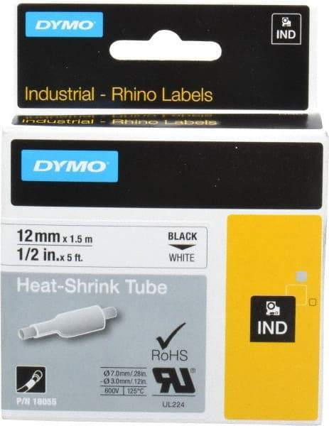 Dymo - 60" Long, White Heat Shrinkable Polyolefin Heat Shrink Tubing - For RhinoPRO 3000 - Industrial Tool & Supply