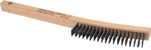 Gordon Brush - 3 Rows x 19 Columns Steel Scratch Brush - 13-3/4" OAL, 1-1/8" Trim Length, Wood Curved Handle - Industrial Tool & Supply