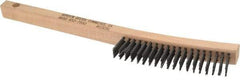 Gordon Brush - 3 Rows x 19 Columns Steel Scratch Brush - 13-3/4" OAL, 1-1/8" Trim Length, Wood Curved Handle - Industrial Tool & Supply