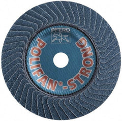 PFERD - 50 Grit, 5" Disc Diam, 7/8" Center Hole, Type 29 Zirconia Alumina Flap Disc - 12,200 Max RPM, Fiberglass Backing, Arbor Attaching System, Coated - Industrial Tool & Supply