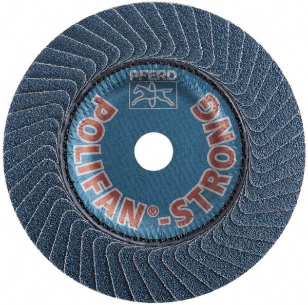 PFERD - 36 Grit, 5" Disc Diam, 7/8" Center Hole, Type 29 Zirconia Alumina Flap Disc - 12,200 Max RPM, Fiberglass Backing, Arbor Attaching System, Coated - Industrial Tool & Supply