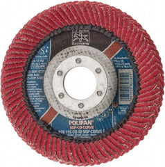 PFERD - 60 Grit, 4-1/2" Disc Diam, 7/8" Center Hole, Type 27 Ceramic Flap Disc - 13,300 Max RPM, Fiberglass Backing, Arbor Attaching System, Coated - Industrial Tool & Supply