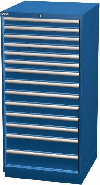 LISTA - 14 Drawer, Modular Storage Cabinet - Steel, 28-1/4" Wide x 28-1/2" Deep x 59-1/2" High, Blue - Industrial Tool & Supply