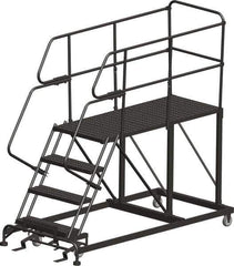 Ballymore - 68" 3 Step Single Entry Work Platform - Rolling Work Platform, 800 Lb Capacity, 30" Platform Height, 38" Base Width x 60" Base Depth, Heavy-Duty Serrated Grating - Industrial Tool & Supply