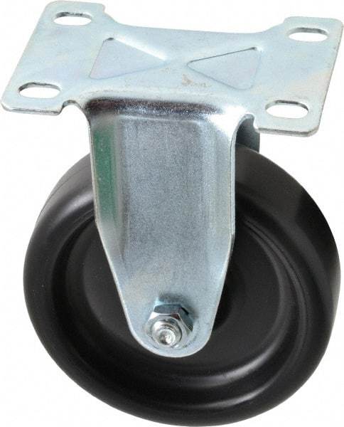 Shepherd - 4" Diam x 1-1/4" Wide x 5-1/4" OAH Top Plate Mount Rigid Caster - Polyolefin, 275 Lb Capacity, Plain Bearing, 2-5/8 x 3-3/4" Plate - Industrial Tool & Supply