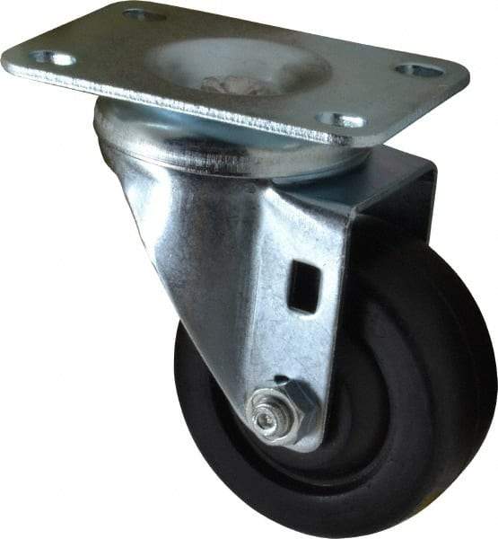 Shepherd - 3" Diam x 1-1/4" Wide x 4-1/4" OAH Top Plate Mount Swivel Caster - Soft Rubber, 150 Lb Capacity, Nylon Bearing, 2-5/8 x 3-3/4" Plate - Industrial Tool & Supply