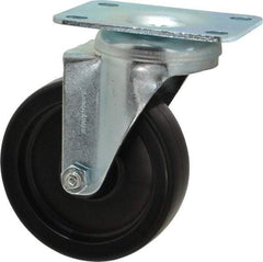 Shepherd - 4" Diam x 1-1/4" Wide x 5-1/4" OAH Top Plate Mount Swivel Caster - Polyolefin, 275 Lb Capacity, Plain Bearing, 2-5/8 x 3-3/4" Plate - Industrial Tool & Supply