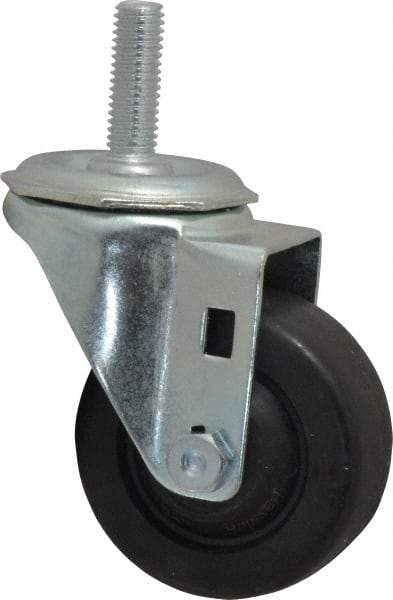 Shepherd - 3" Diam x 1-1/4" Wide x 4-1/8" OAH Stem Mount Swivel Caster - Hard Rubber, 250 Lb Capacity, Nylon Bearing, 1/2-13 x 1" Threaded Stem - Industrial Tool & Supply