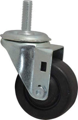 Shepherd - 3" Diam x 1-1/4" Wide x 4-1/8" OAH Stem Mount Swivel Caster - Hard Rubber, 250 Lb Capacity, Nylon Bearing, 1/2-13 x 1" Threaded Stem - Industrial Tool & Supply